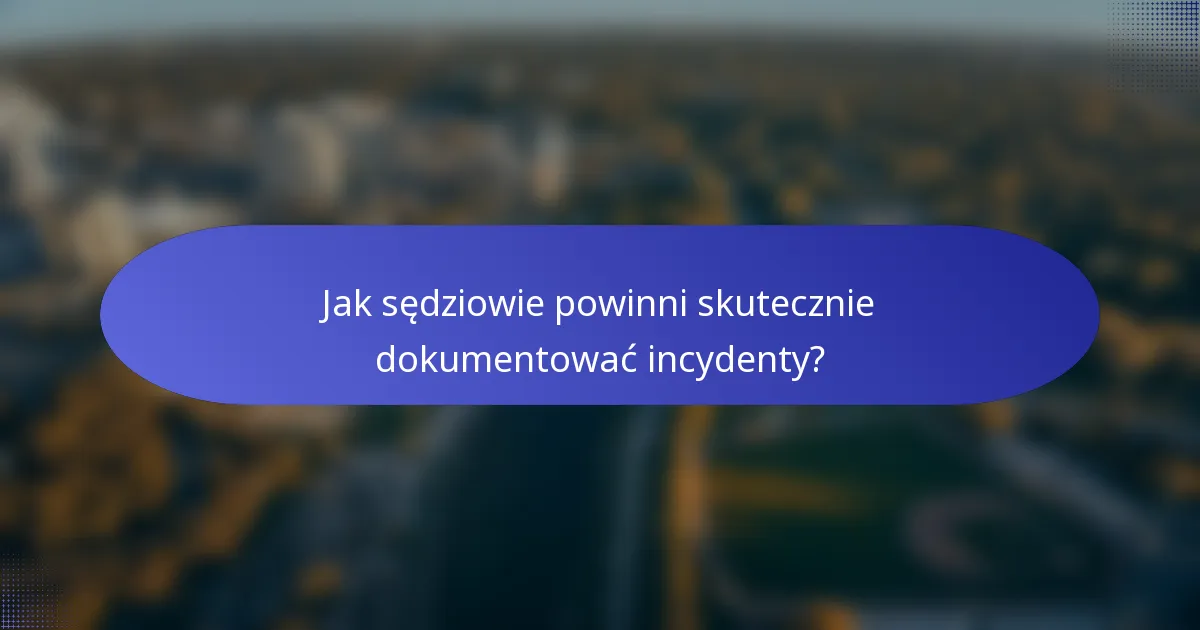 Jak sędziowie powinni skutecznie dokumentować incydenty?