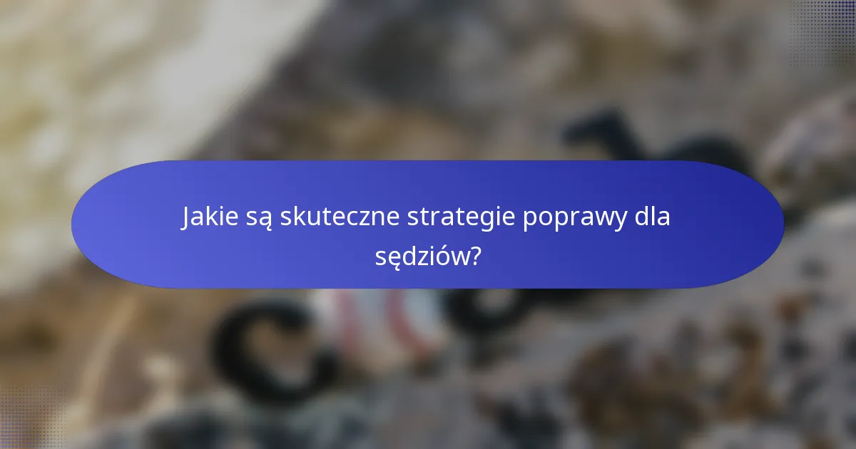 Jakie są skuteczne strategie poprawy dla sędziów?